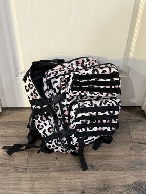 WOLF Pink and Black Leopard Print Backpack